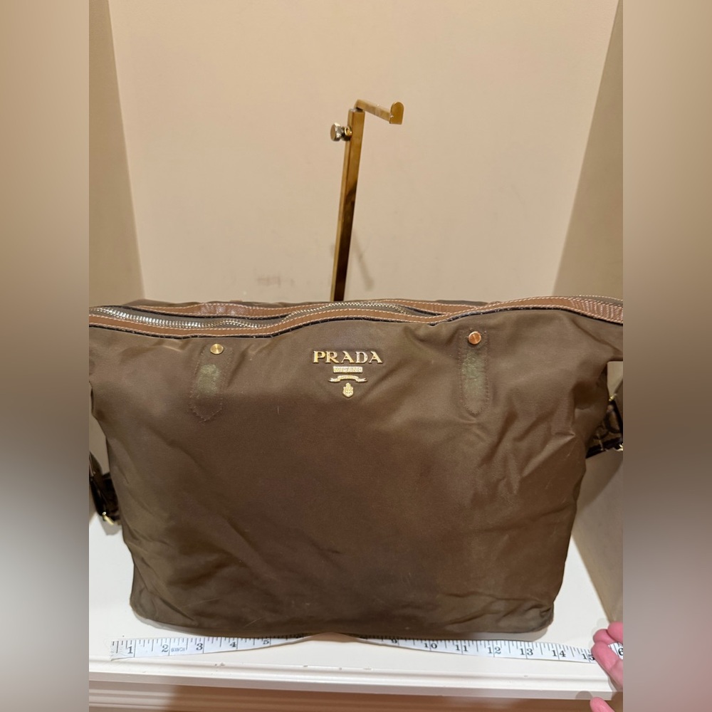 Prada Olive Green Nylon Zip Tote Bag-please read for condition - Picture 10 of 15